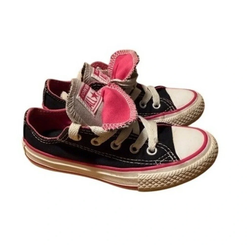 Converse‎ Chuck Taylor All Star Double Tongue Black Pink Kids Shoes Size 11